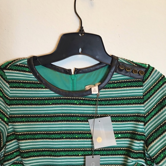 Eva Mendes Adelisa Green Sequin Striped Dress XS - Picture 4 of 8